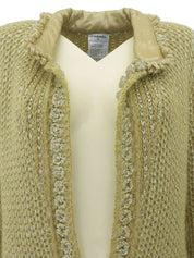 2004 Mohair Rhinestone CC Mark Button Cardigan in Khaki/Gold/Silver