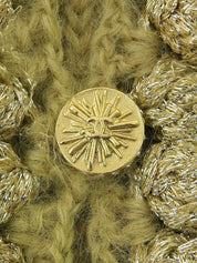 2004 Mohair Rhinestone CC Mark Button Cardigan in Khaki/Gold/Silver