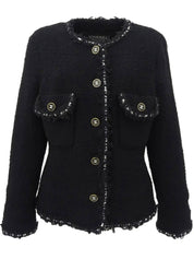 CC Mark Button Design Trim Jacket Black