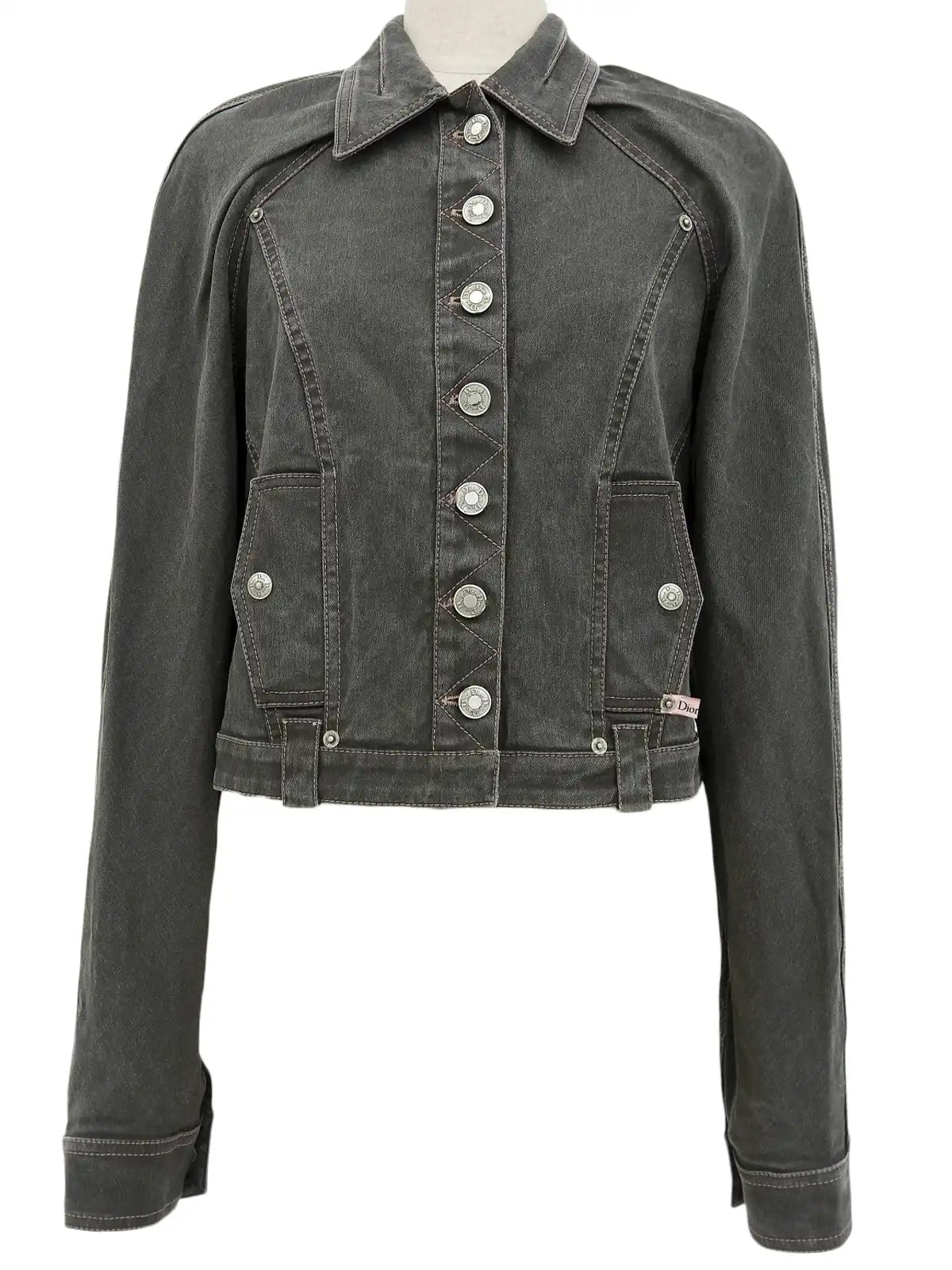 Gray denim logo button jacket
