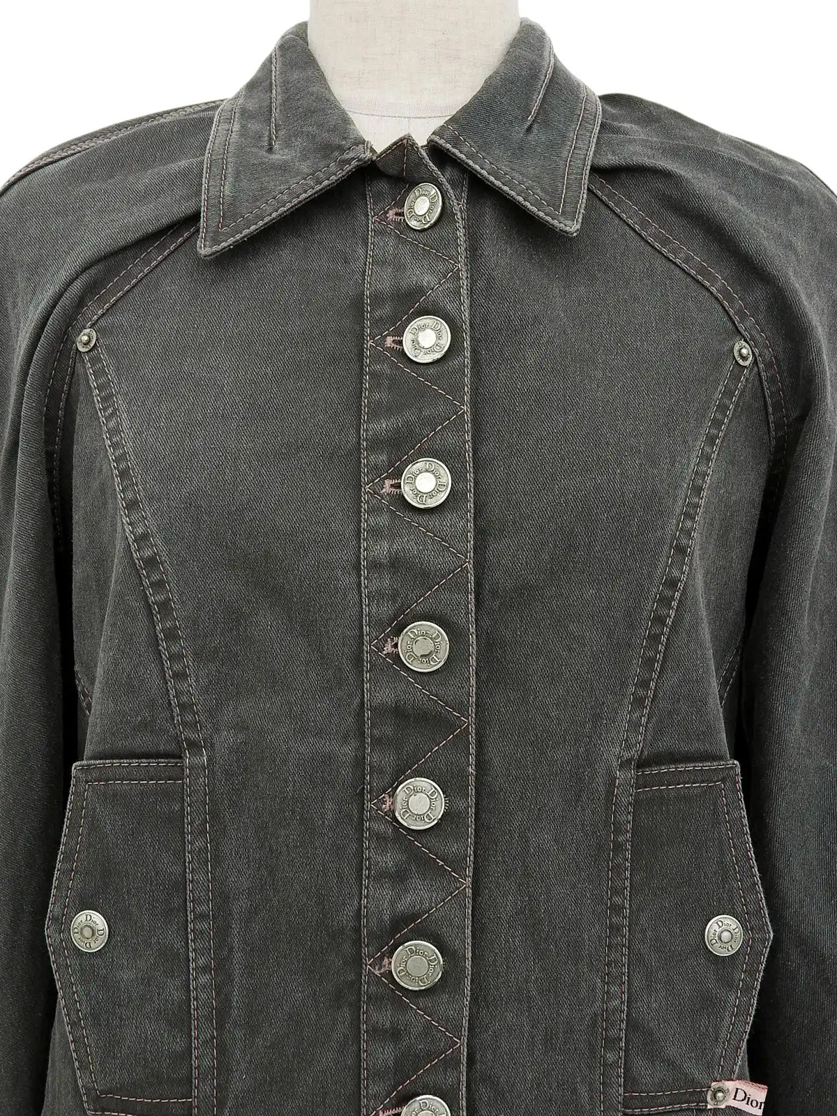 Gray denim logo button jacket
