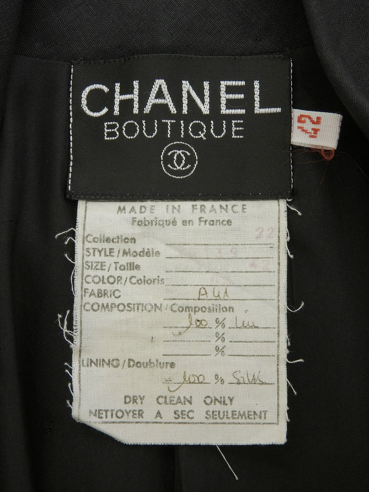 Linen CC mark button short sleeve jacket in black