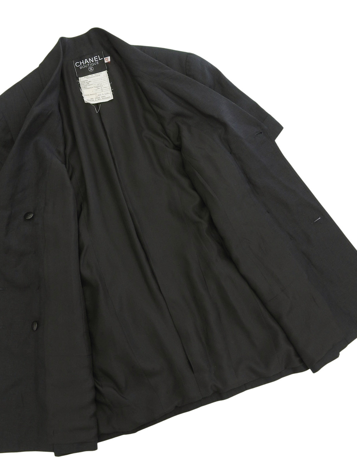 Linen CC mark button short sleeve jacket in black