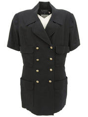 リネンCCマークボタンハーフスリーブジャケット ブラック