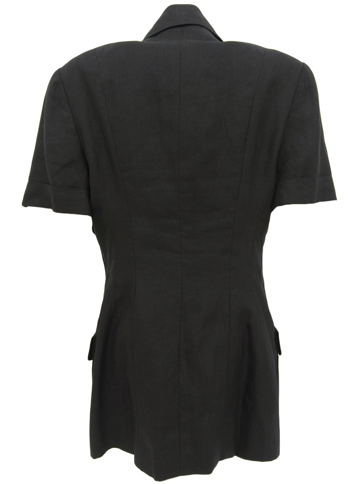 リネンCCマークボタンハーフスリーブジャケット ブラック