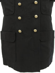 リネンCCマークボタンハーフスリーブジャケット ブラック