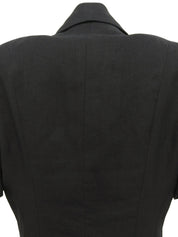 リネンCCマークボタンハーフスリーブジャケット ブラック