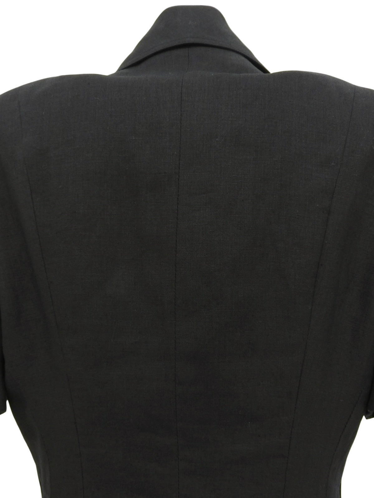 黑色亚麻布CC标志纽扣短袖夹克