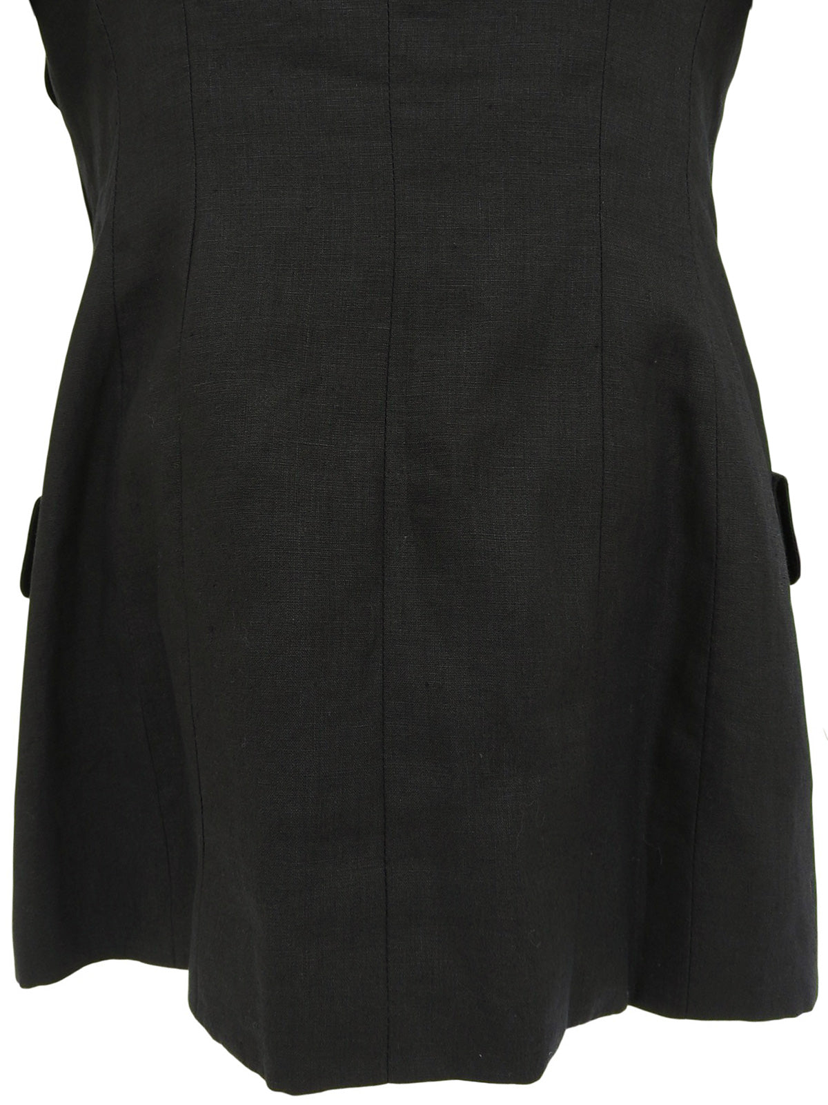 黑色亚麻布CC标志纽扣短袖夹克