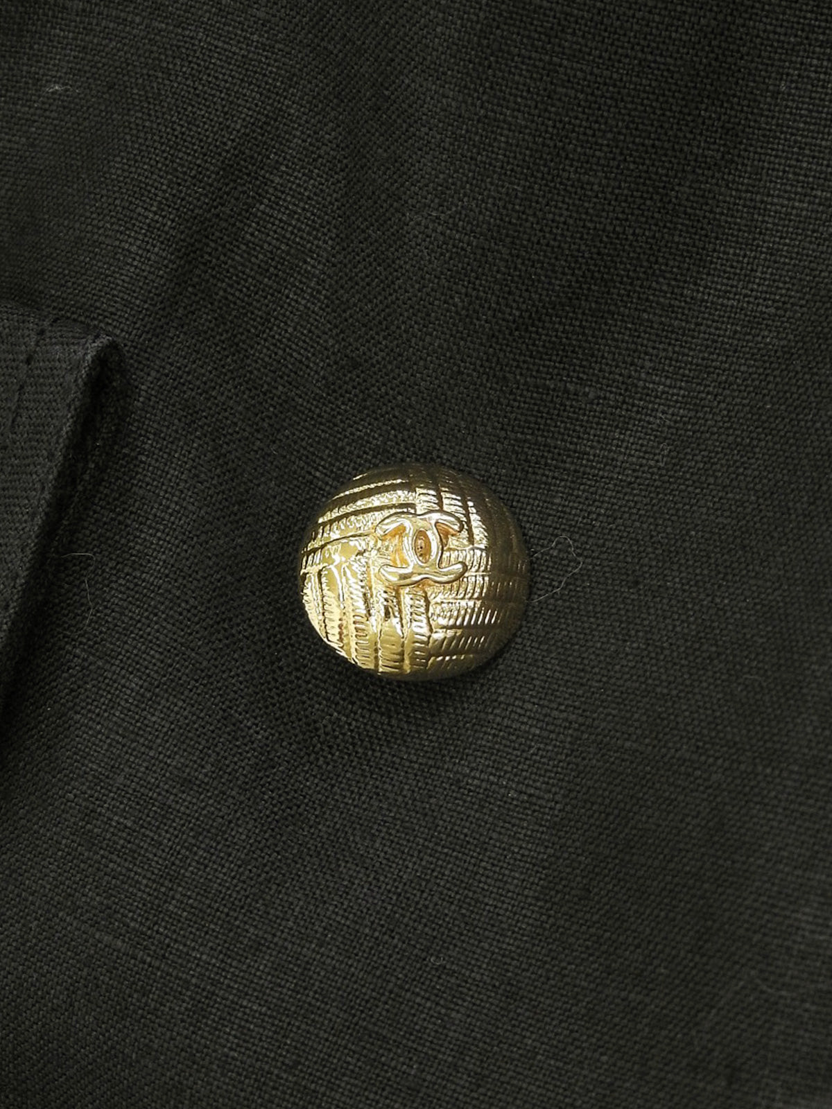 リネンCCマークボタン半袖ジャケット ブラック