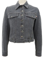 Gray denim logo button jacket