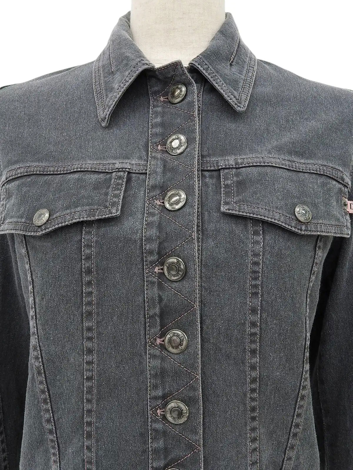 Gray denim logo button jacket