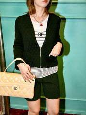 2005 Quilted CC Mark Collarless Jacket Black