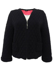 2005 Quilted CC Mark Collarless Jacket Black