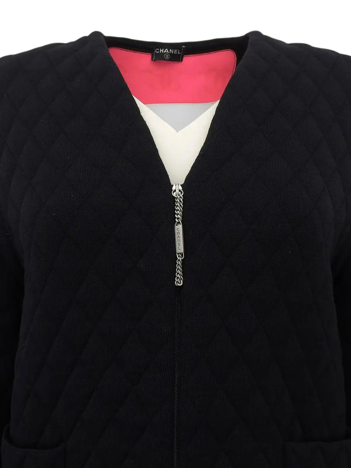 2005 Quilted CC Mark Collarless Jacket Black