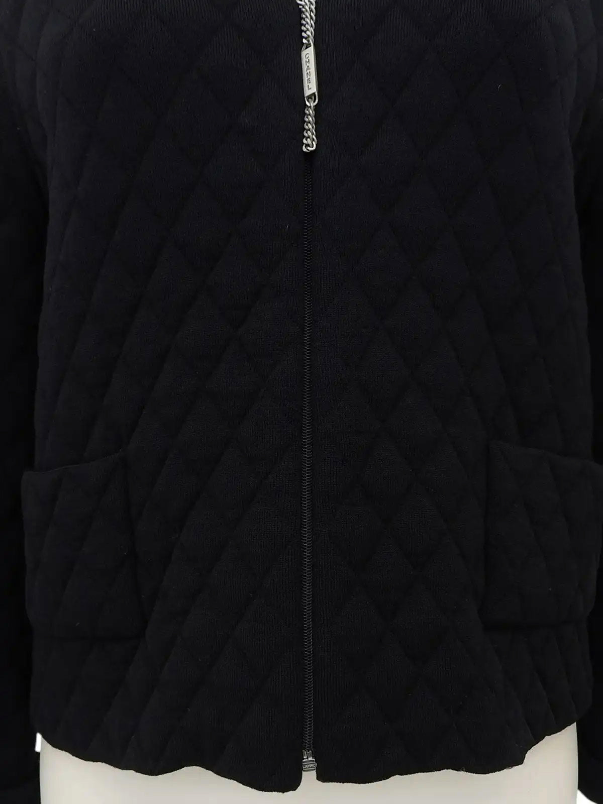 2005 Quilted CC Mark Collarless Jacket Black