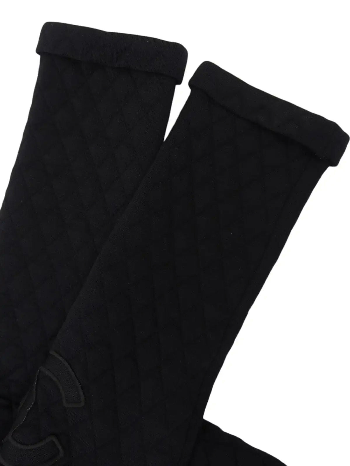 2005 Quilted CC Mark Collarless Jacket Black