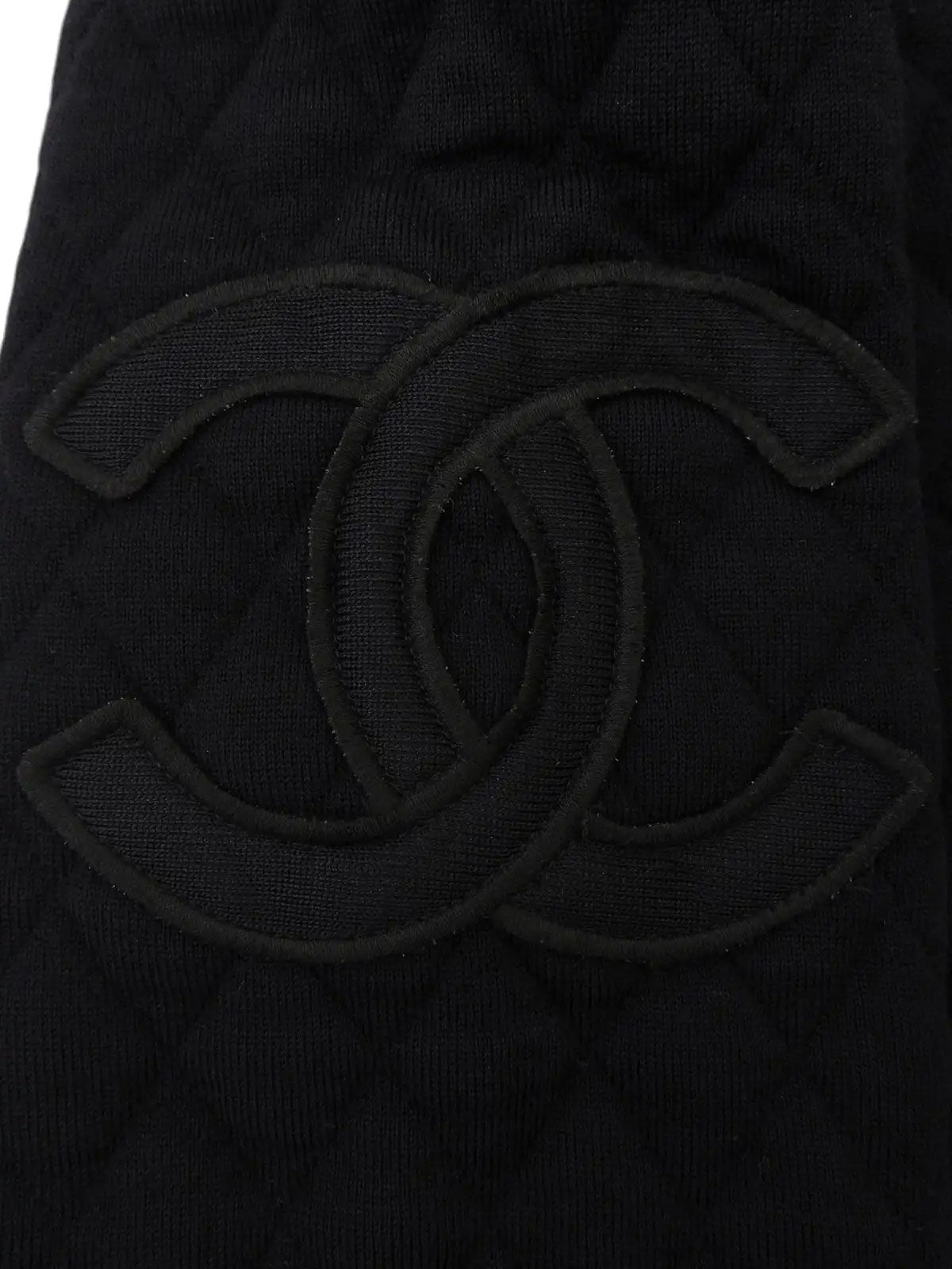 2005 Quilted CC Mark Collarless Jacket Black