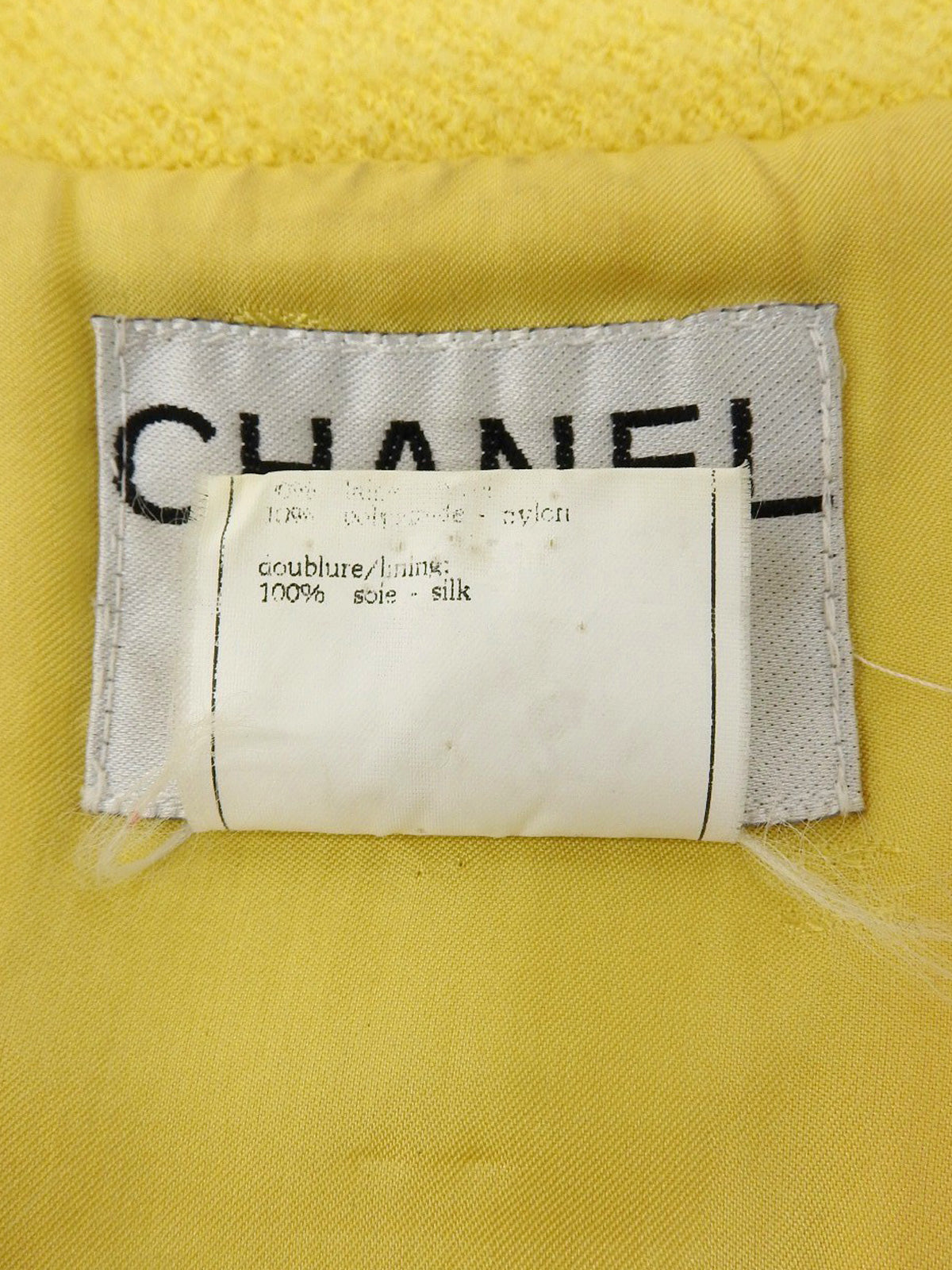 1996年製 ツイードCCマークボタンジャケット イエロー