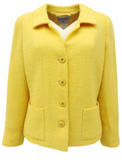 1996年製 ツイードCCマークボタンジャケット イエロー