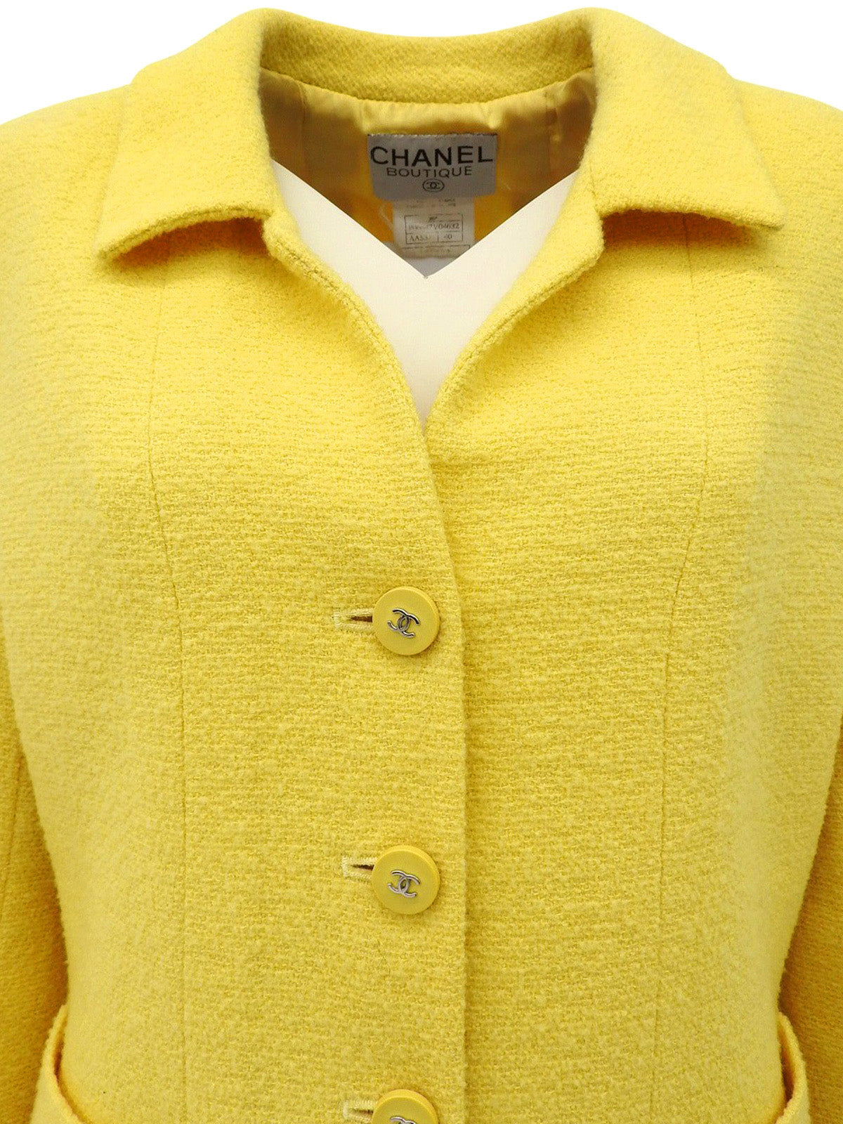 1996年製 ツイードCCマークボタンジャケット イエロー