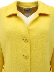 1996年製 ツイードCCマークボタンジャケット イエロー