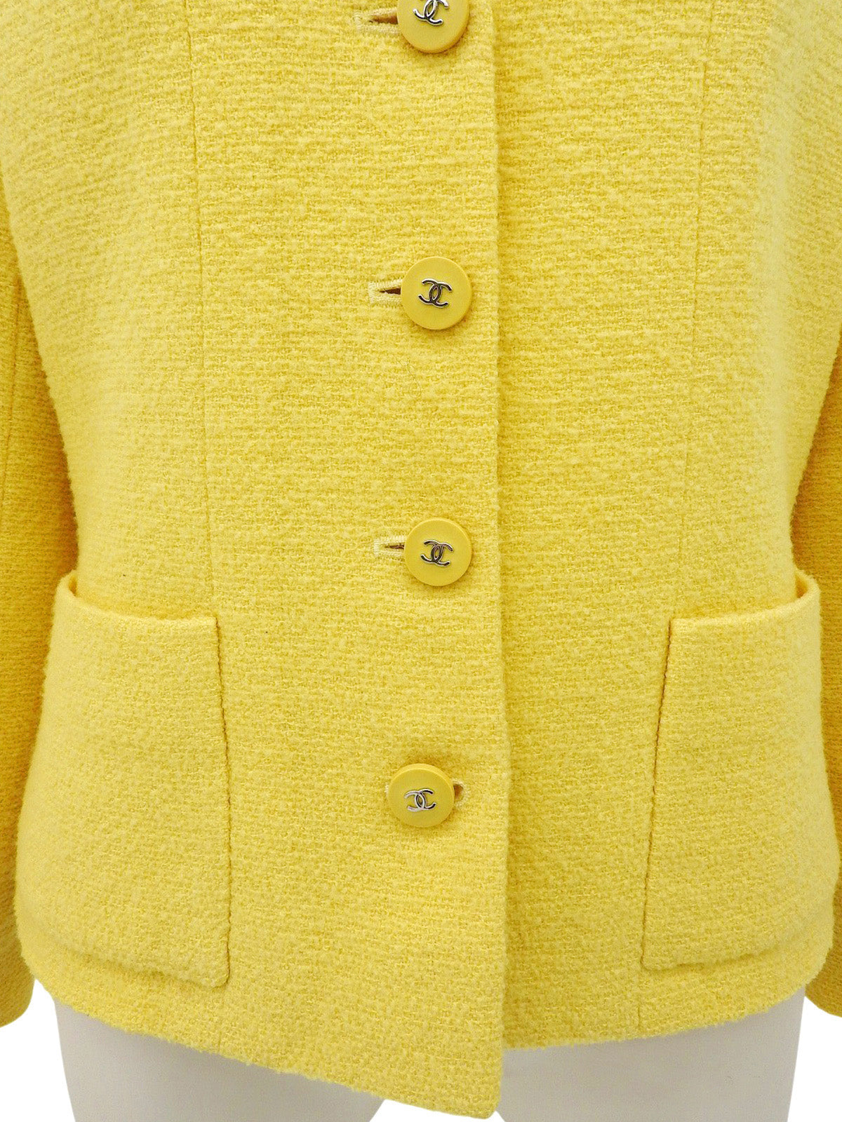 1996年製 ツイードCCマークボタンジャケット イエロー