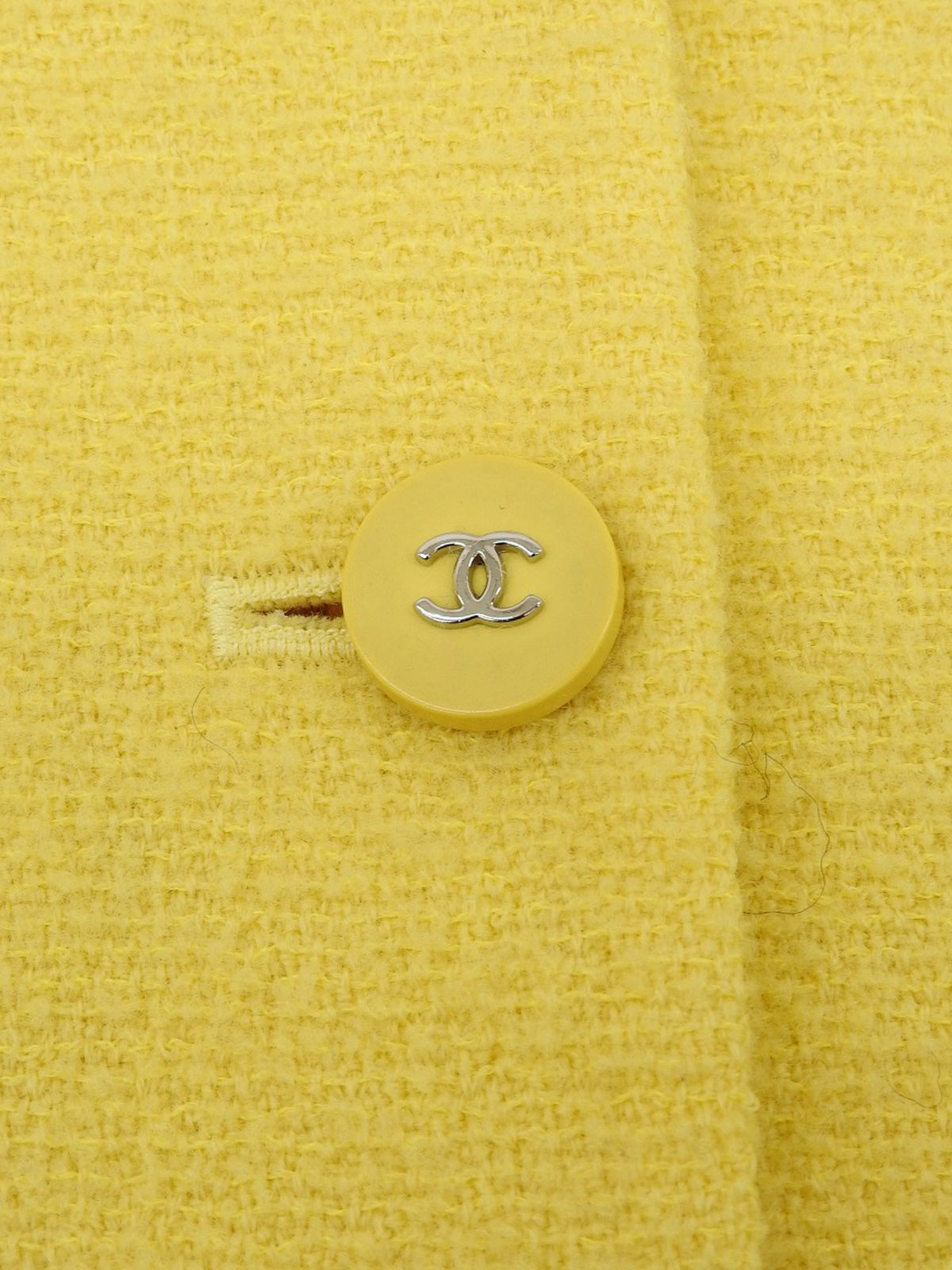 1996年製 ツイードCCマークボタンジャケット イエロー
