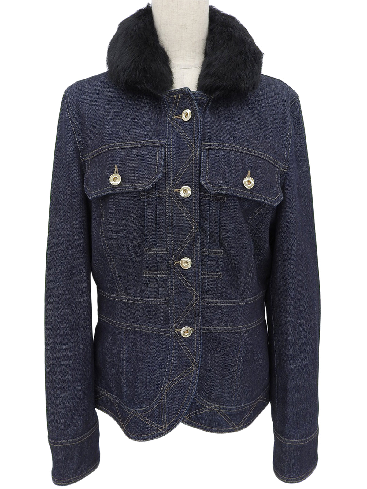 ラパンファーロゴボタンデニムジャケット　インディゴ