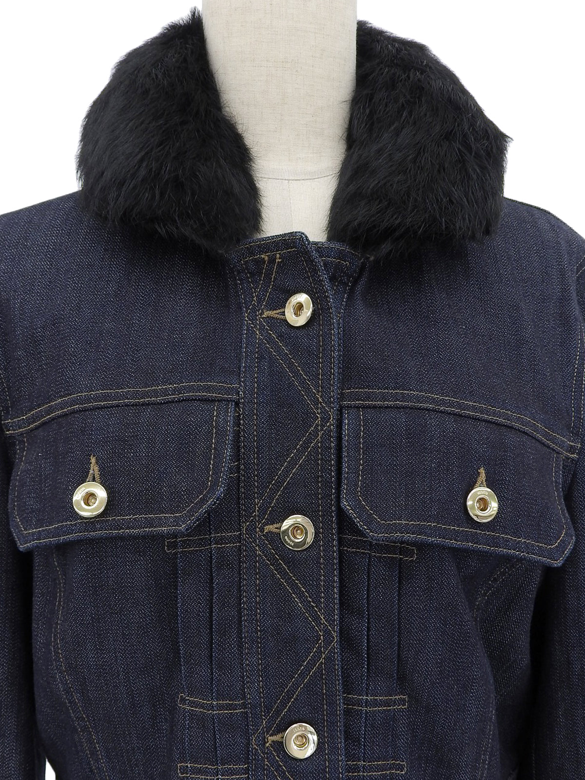 ラパンファーロゴボタンデニムジャケット　インディゴ