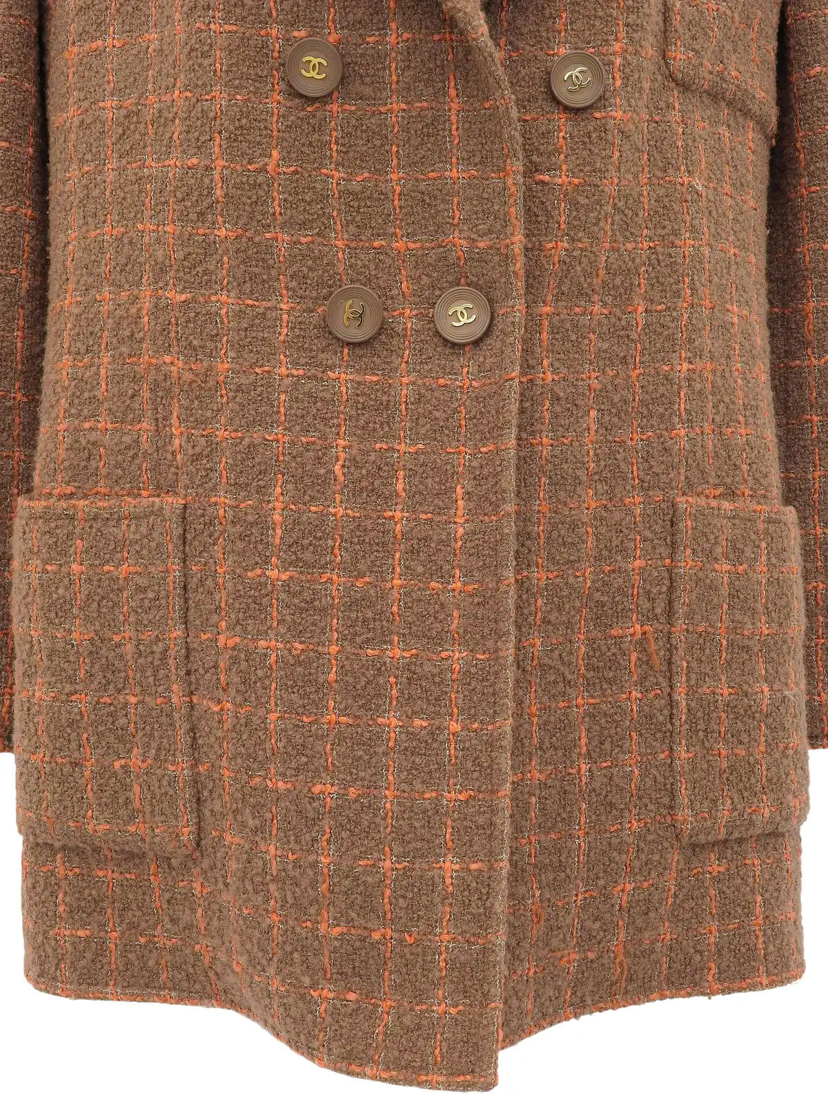 1995 Check Pattern CC Mark Button Jacket Brown/Orange