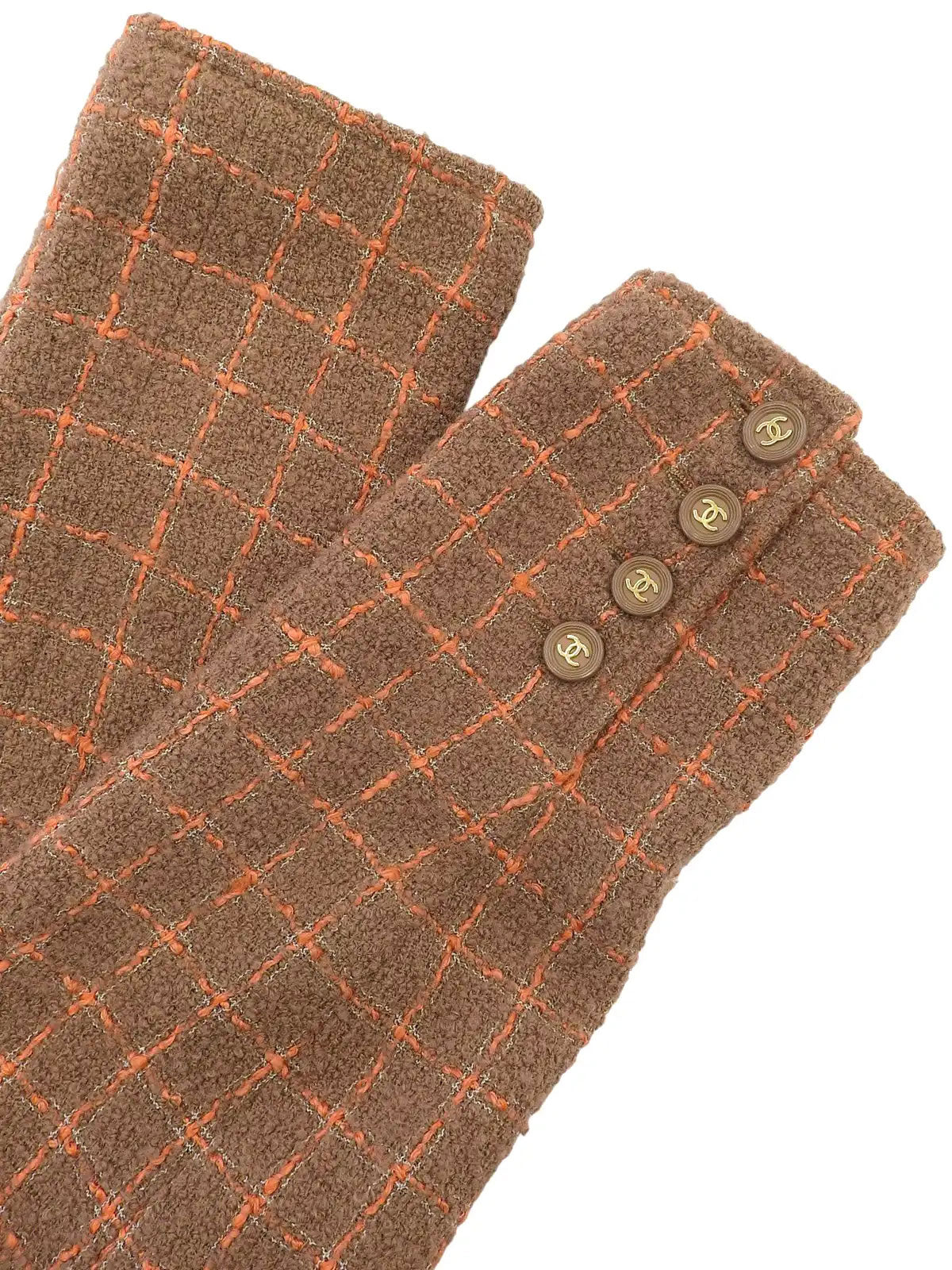 1995 Check Pattern CC Mark Button Jacket Brown/Orange