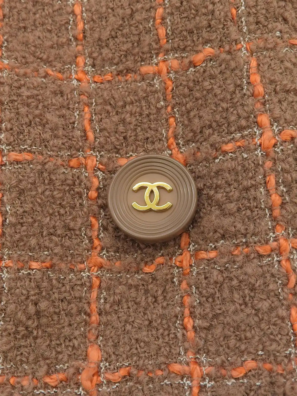 1995 Check Pattern CC Mark Button Jacket Brown/Orange