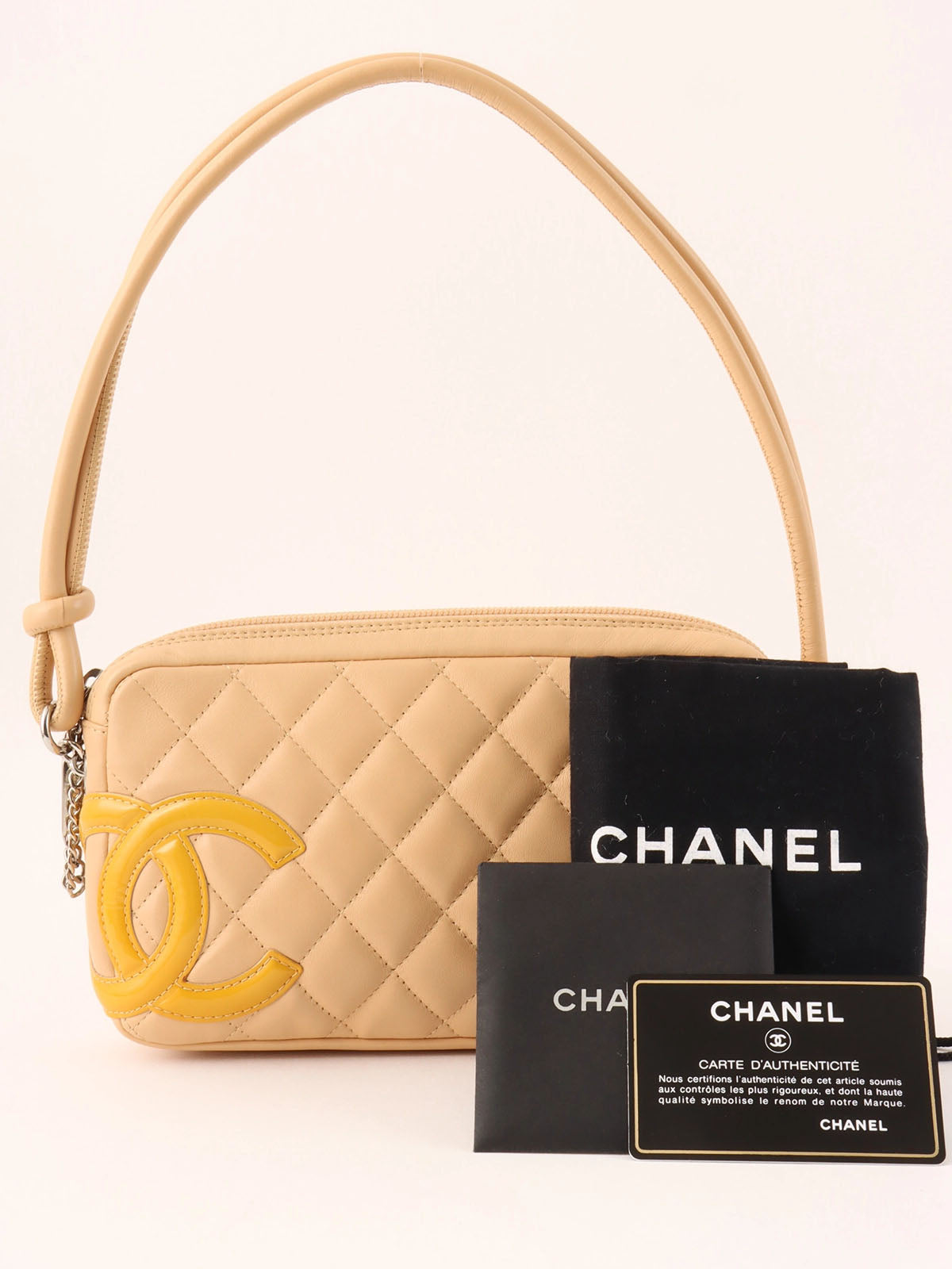 Cambon shoulder bag, beige/yellow, made around 2005