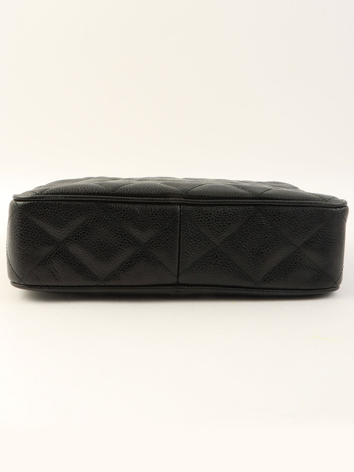 1992年頃製 キャビアスキンCCマークボールチャームチェーンショルダーバッグ ブラック