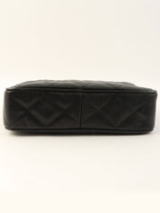 1992 Caviar Skin CC Mark Ball Charm Chain Shoulder Bag Black