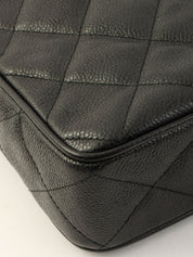 1992年頃製 キャビアスキンCCマークボールチャームチェーンショルダーバッグ ブラック