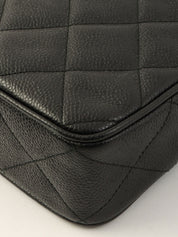 1992年頃製 キャビアスキンCCマークボールチャームチェーンショルダーバッグ ブラック