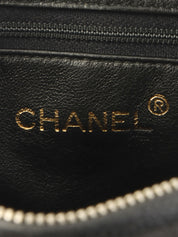 1992年頃製 キャビアスキンCCマークボールチャームチェーンショルダーバッグ ブラック