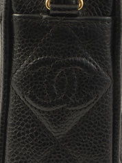 1992年頃製 キャビアスキンCCマークボールチャームチェーンショルダーバッグ ブラック