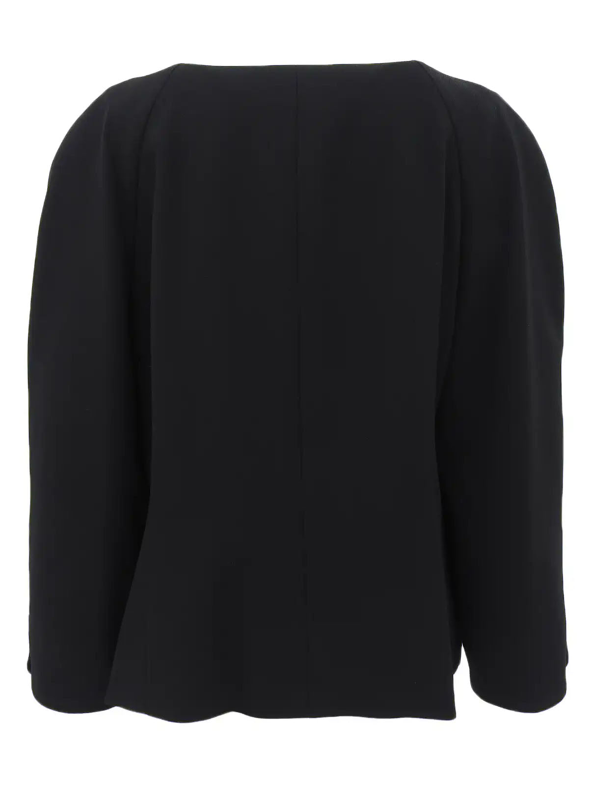 Wool design button collarless jacket in black