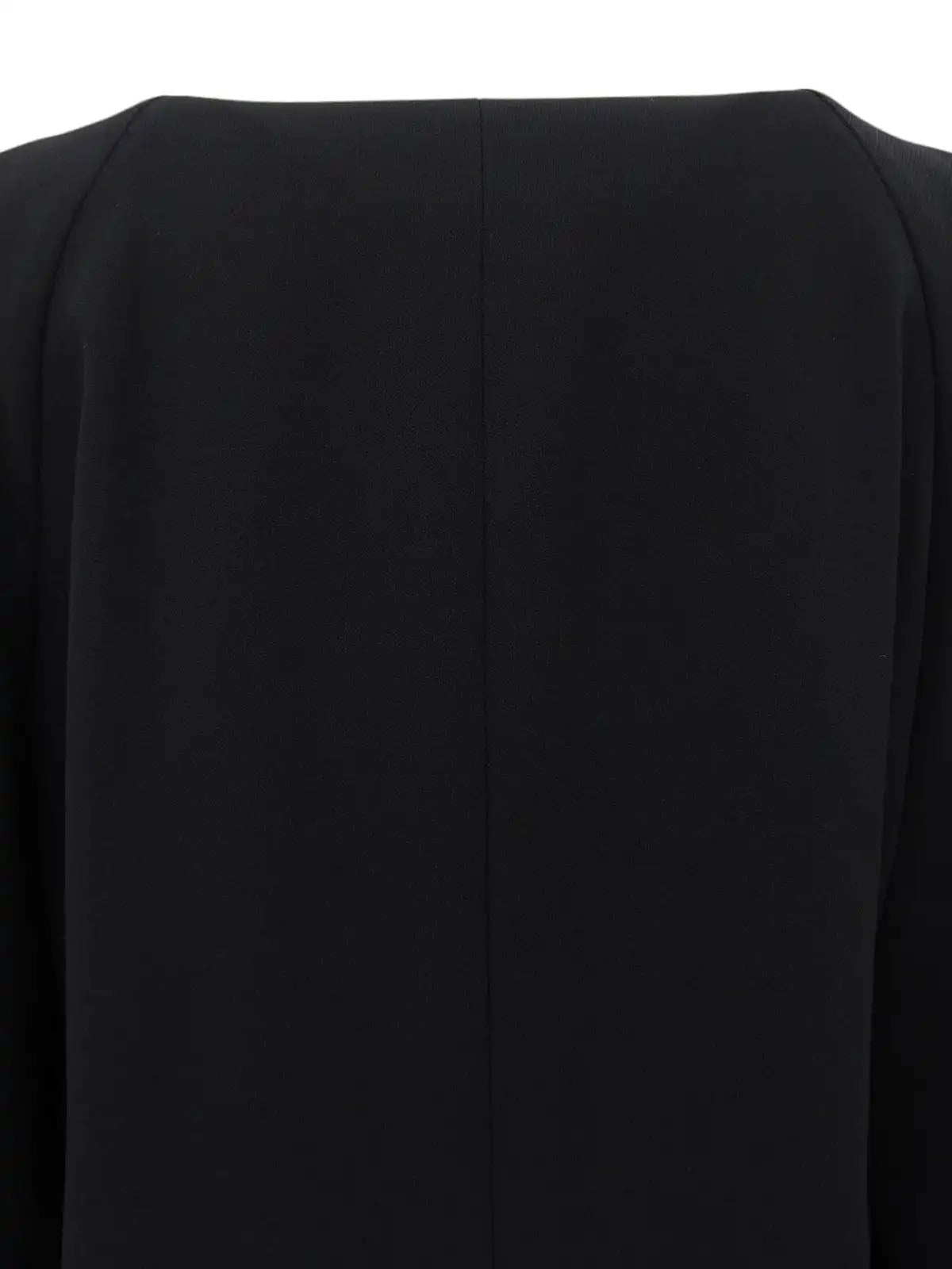 Wool design button collarless jacket in black