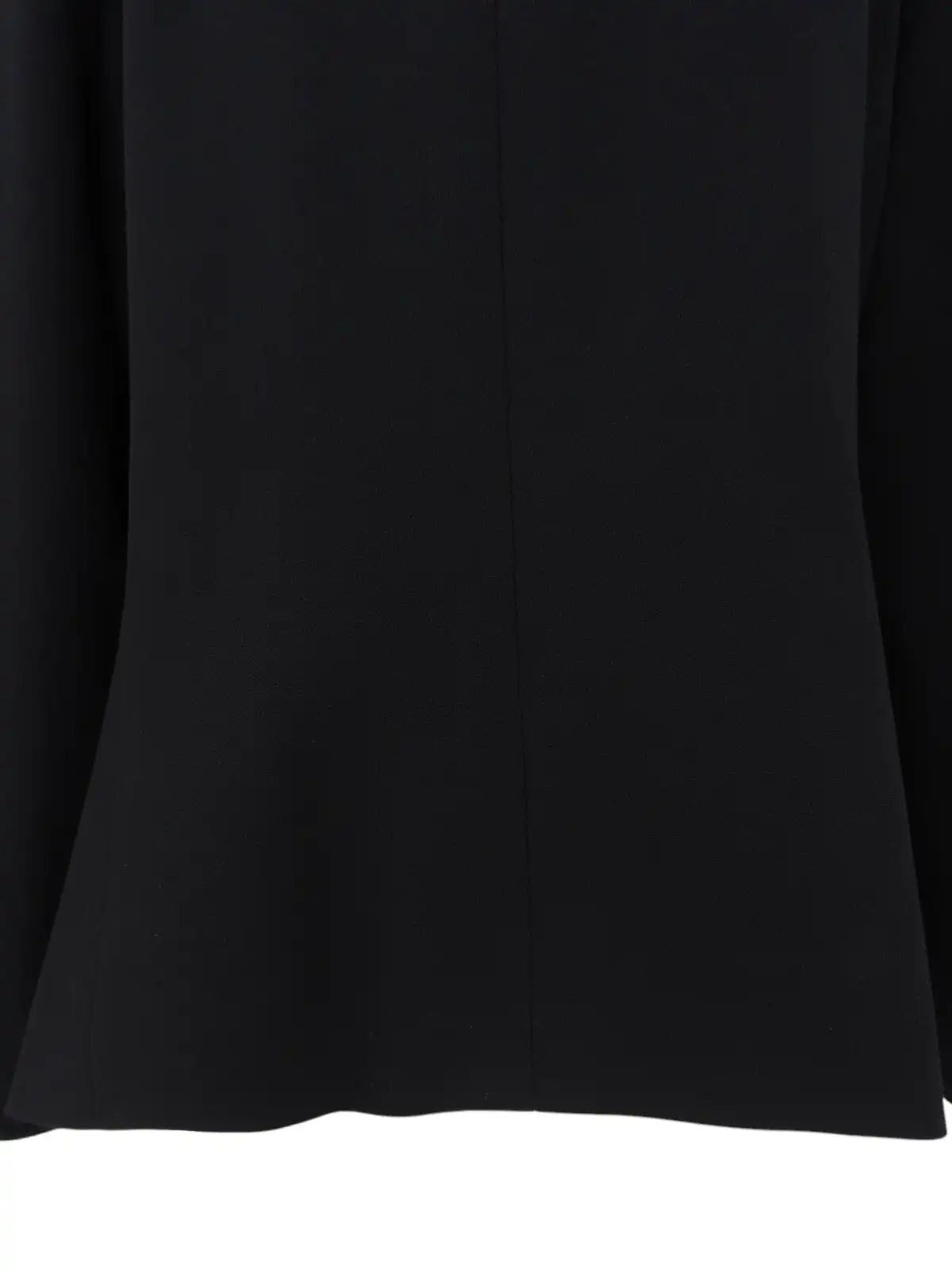 Wool design button collarless jacket in black