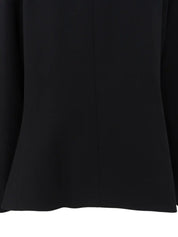 Wool design button collarless jacket in black
