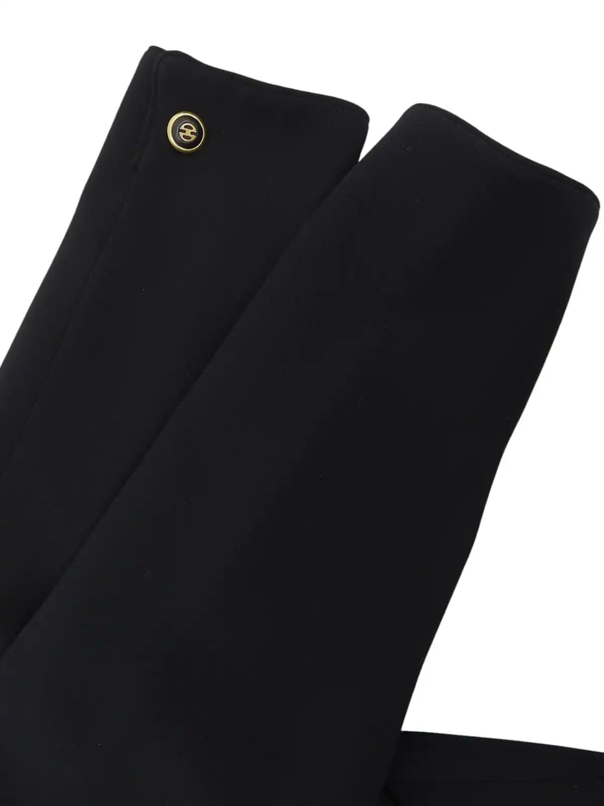Wool design button collarless jacket in black