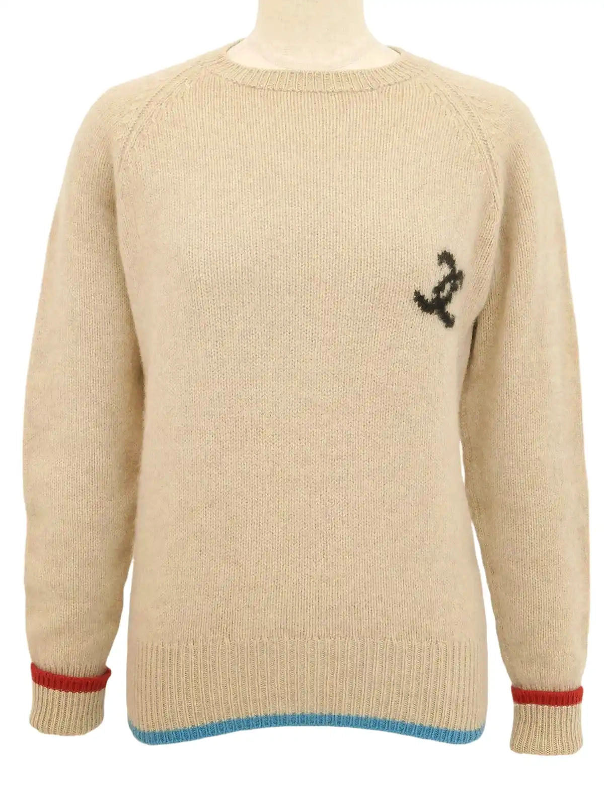 CCマークニットセーター ベージュ/マルチ