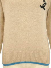 CCマークニットセーター ベージュ/マルチ