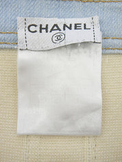 デニムコンビCCマークボタンハーフスリーブワンピース アイボリー/ライトブルー