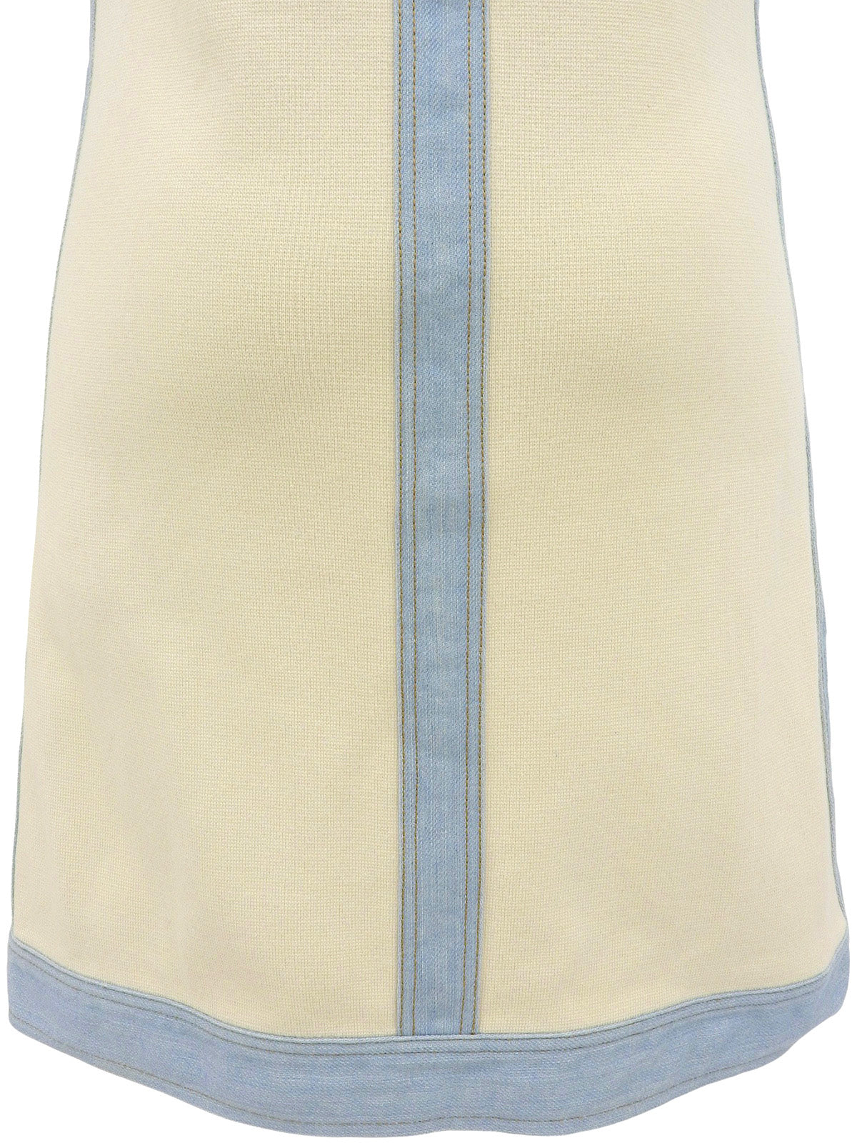 デニムコンビCCマークボタンハーフスリーブワンピース アイボリー/ライトブルー