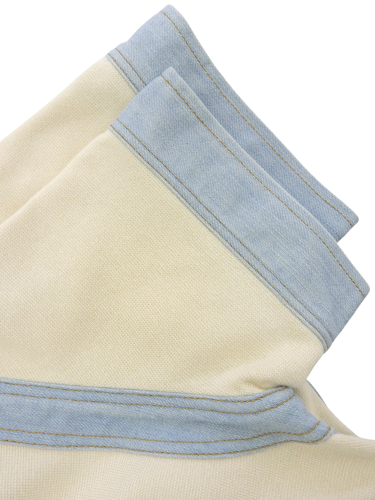 デニムコンビCCマークボタンハーフスリーブワンピース アイボリー/ライトブルー